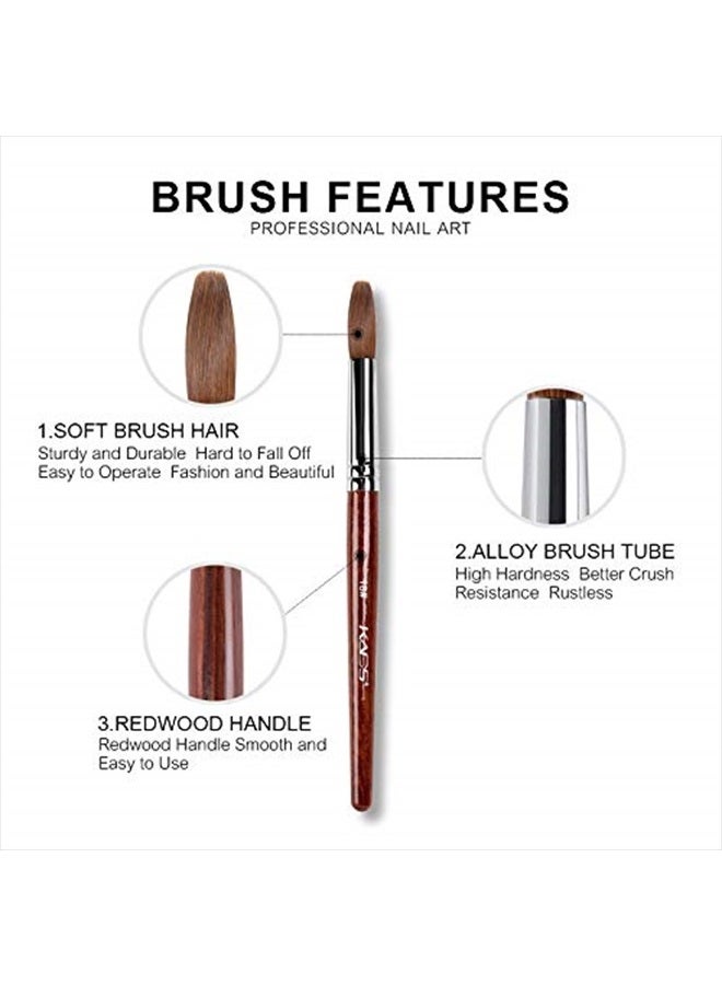 Rolabling Nail Brush Kolinsky Sable Acrylic Nail Art Brush Professional Red Wooden Nail Brush (18#) - Image 4