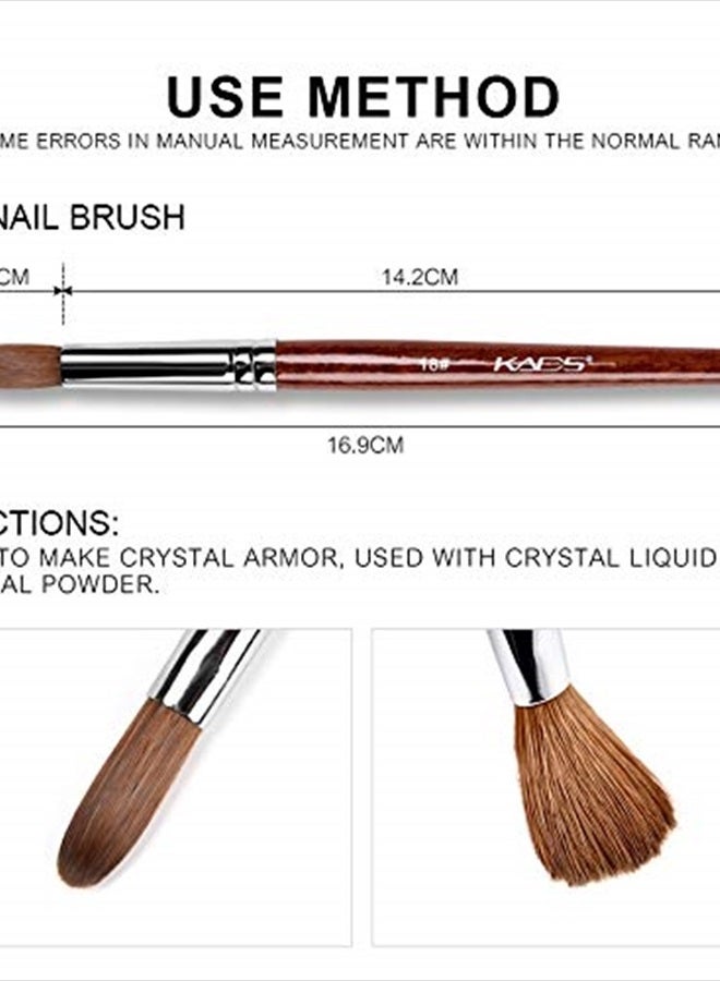 Rolabling Nail Brush Kolinsky Sable Acrylic Nail Art Brush Professional Red Wooden Nail Brush (18#) - Image 5