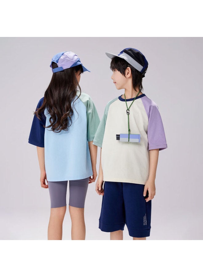 Ebaer Summer Children's Uni Short-sleeve Breathable T-shirt, Summer Style 1124201012, Almond White, 120 - Image 3