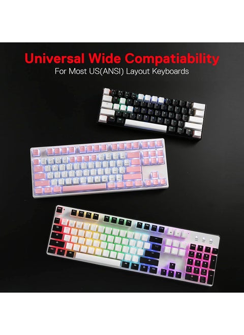 Redragon A130 Black Pudding Keycaps, 104 Keys Standard Doubleshot PBT Keycap Set w/Translucent Layer for Mechanical Keyboard, OEM Profile, English (US) ANSI...
