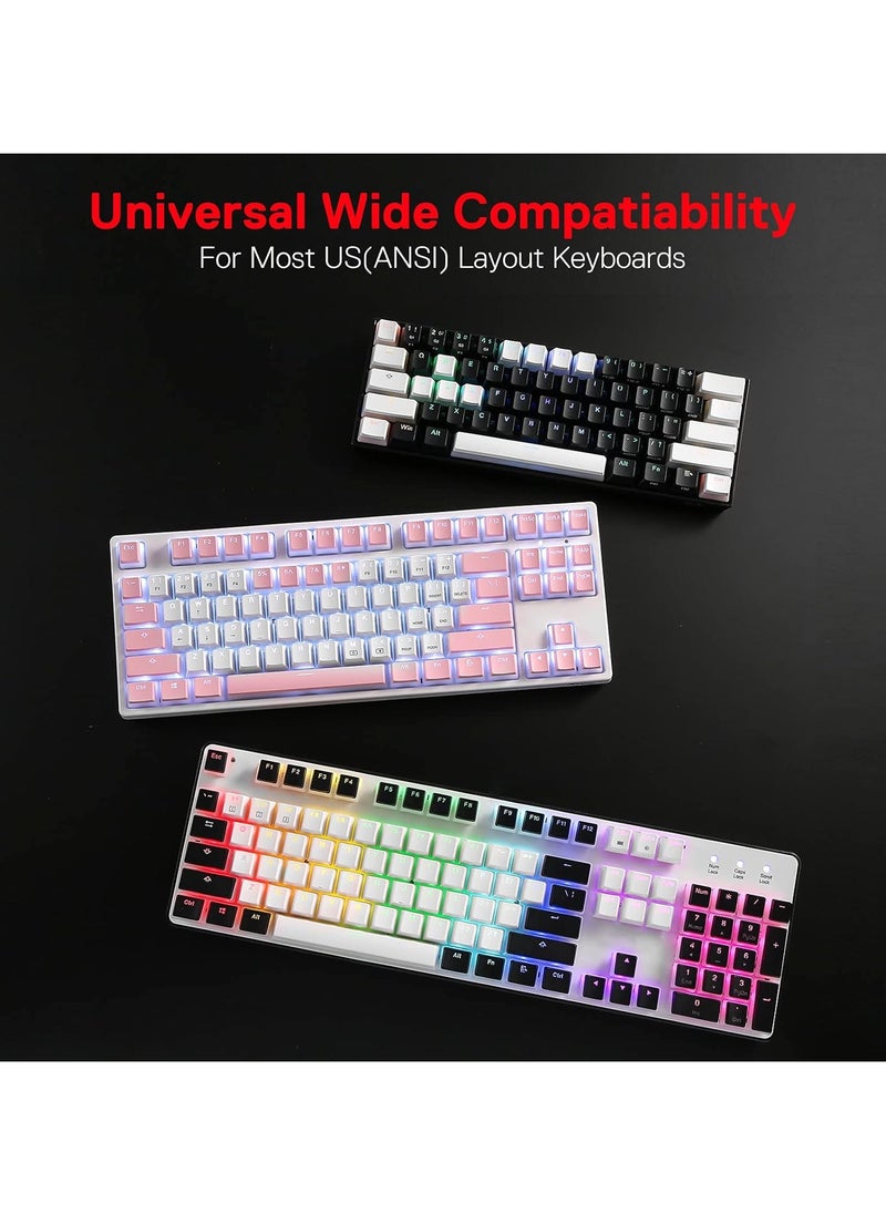 Redragon A130 Black Pudding Keycaps, 104 Keys Standard Doubleshot PBT Keycap Set w/Translucent Layer for Mechanical Keyboard, OEM Profile, English (US) ANSI...