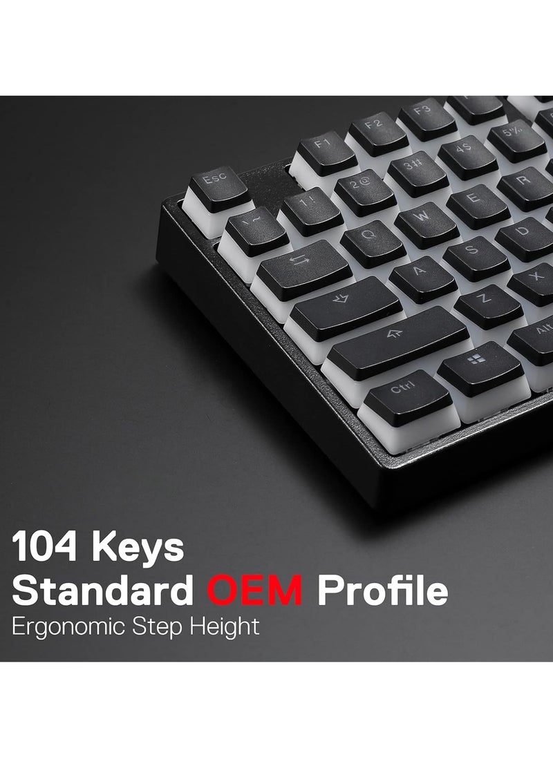 Redragon A130 Black Pudding Keycaps, 104 Keys Standard Doubleshot PBT Keycap Set w/Translucent Layer for Mechanical Keyboard, OEM Profile, English (US) ANSI...