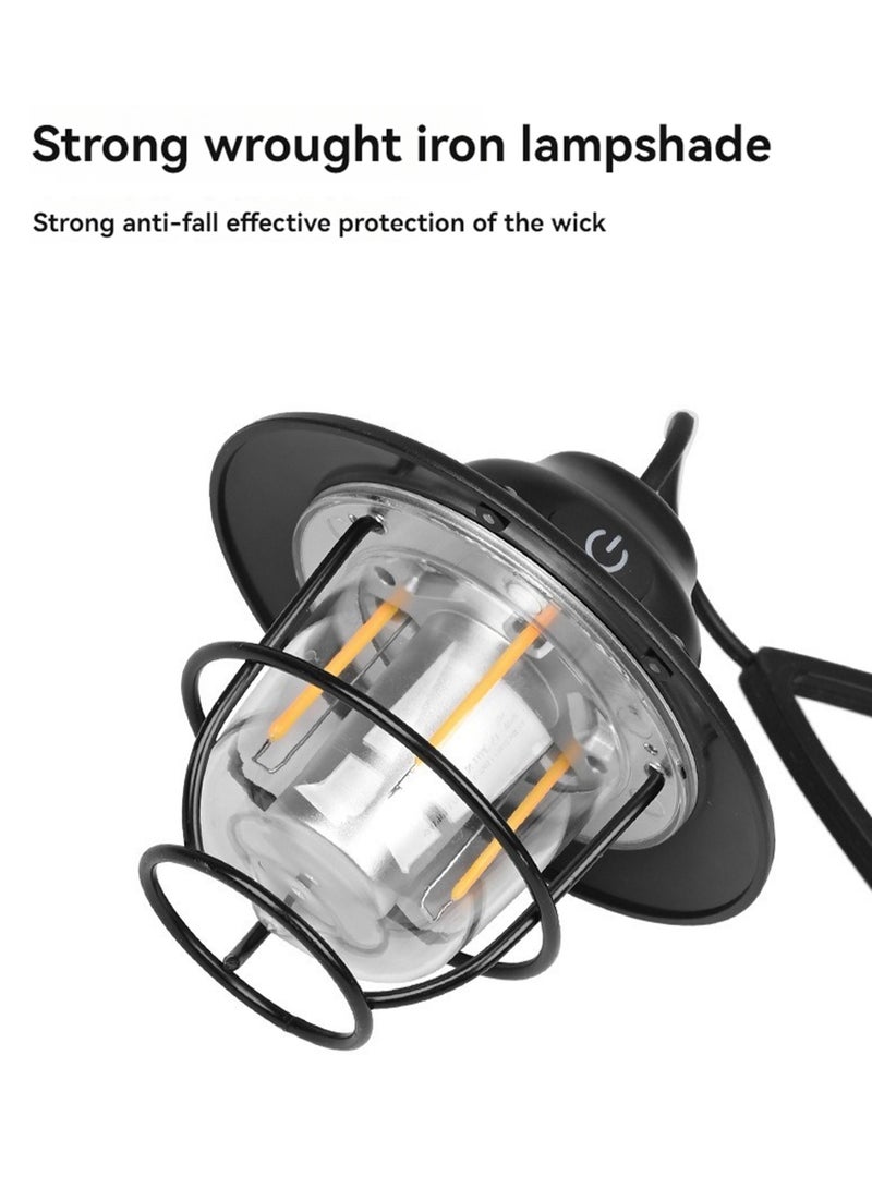 Black Compatiable for Outdoor Lighting Camping Light USB Rechargeable Horse Lantern - Image 3