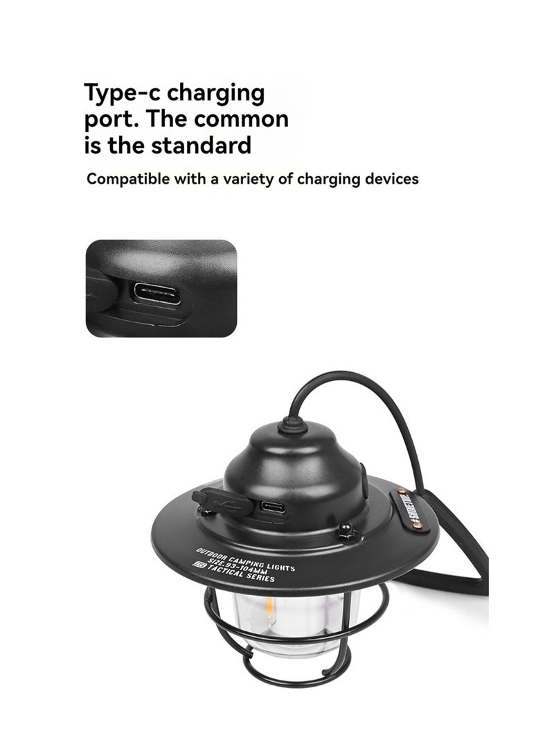Black Compatiable for Outdoor Lighting Camping Light USB Rechargeable Horse Lantern - Image 4