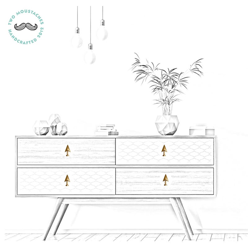Two Moustaches Arrow Design CabinetWardrobe Knobs Gold Pack of 6 - Image 3