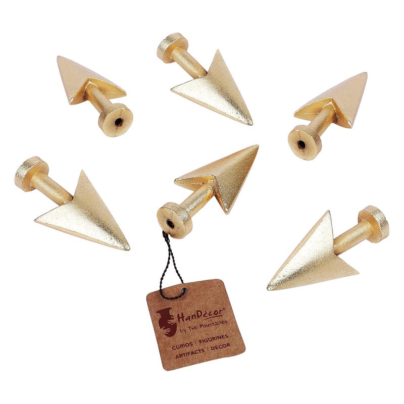 Two Moustaches Arrow Design CabinetWardrobe Knobs Gold Pack of 6 - Image 2