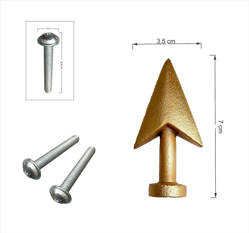 Two Moustaches Arrow Design CabinetWardrobe Knobs Gold Pack of 6 - Image 4