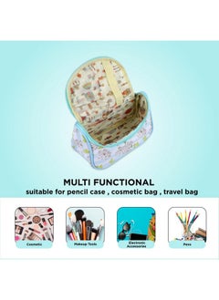 أساسيات المواد غير الغذائية حقيبة مستحضرات تجميل بطبعة زهور من NFI Essentials حقيبة مكياج حقيبة مستحضرات تجميل حقيبة مجوهرات حقيبة أقلام أدوات مكتبية منظم سفر حقيبة سفر هدية زفاف (Cp-11)، متعدد الألوان  - Image 3