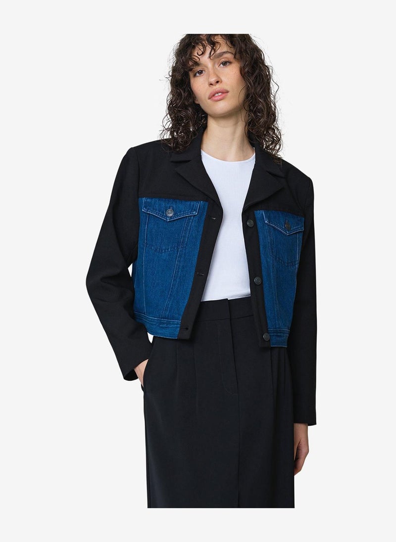French Connection Women's Kimberley Denim Mix Cropped Jacket - Image 1