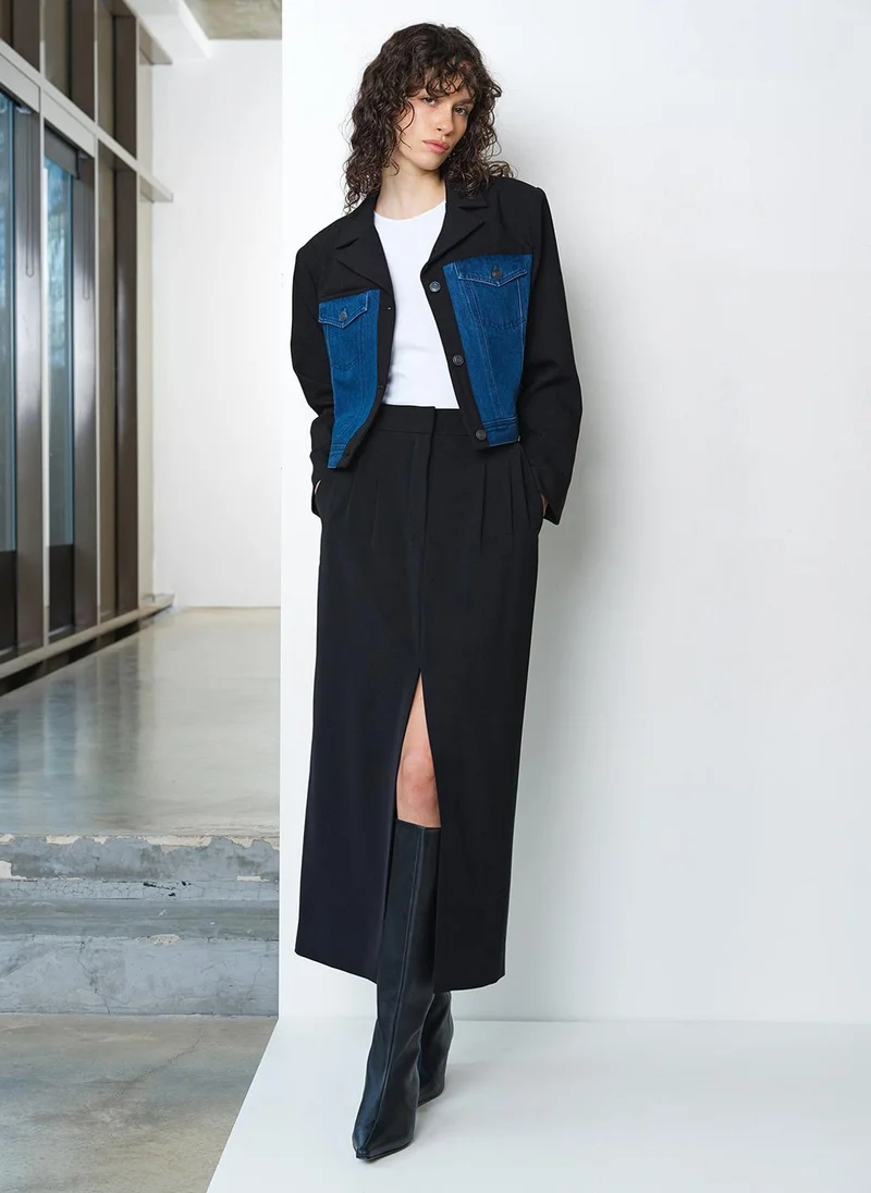 فرنش كونكشن Women's Kimberley Denim Mix Cropped Jacket