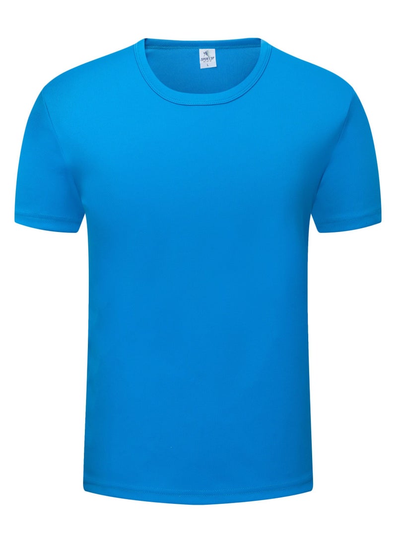 Men Quick Dry Breathable Elastic T-Shirt Lake Blue - Image 1