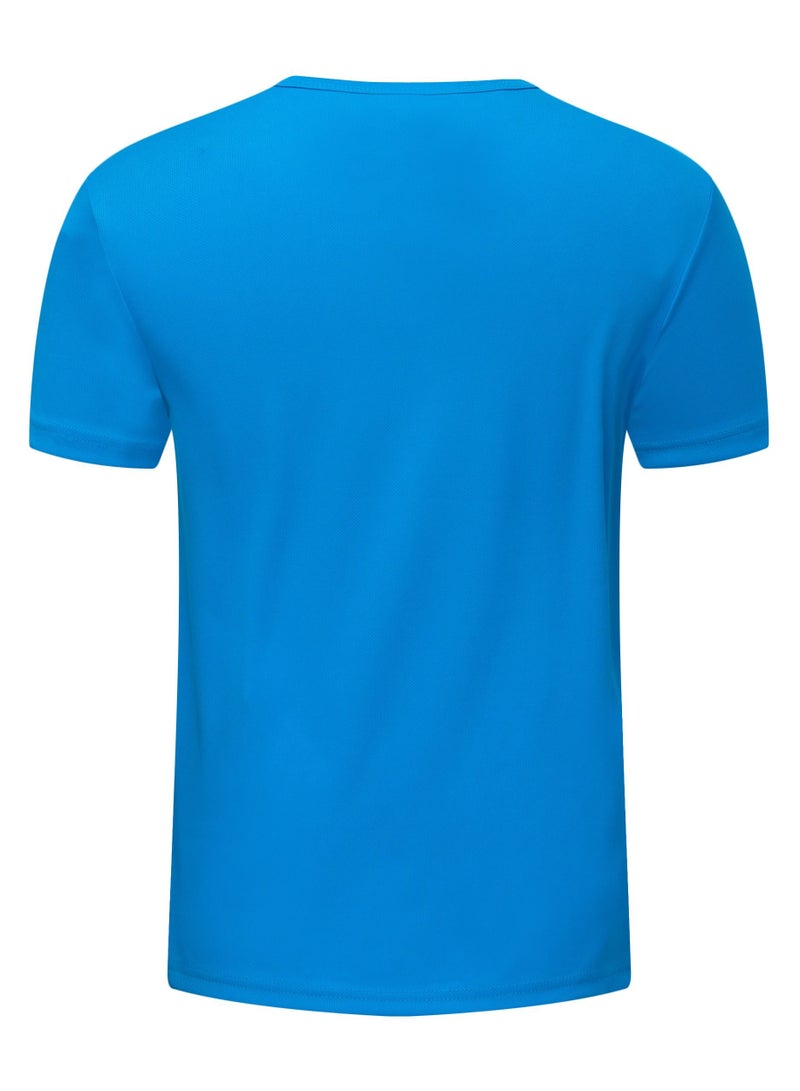Men Quick Dry Breathable Elastic T-Shirt Lake Blue - Image 2