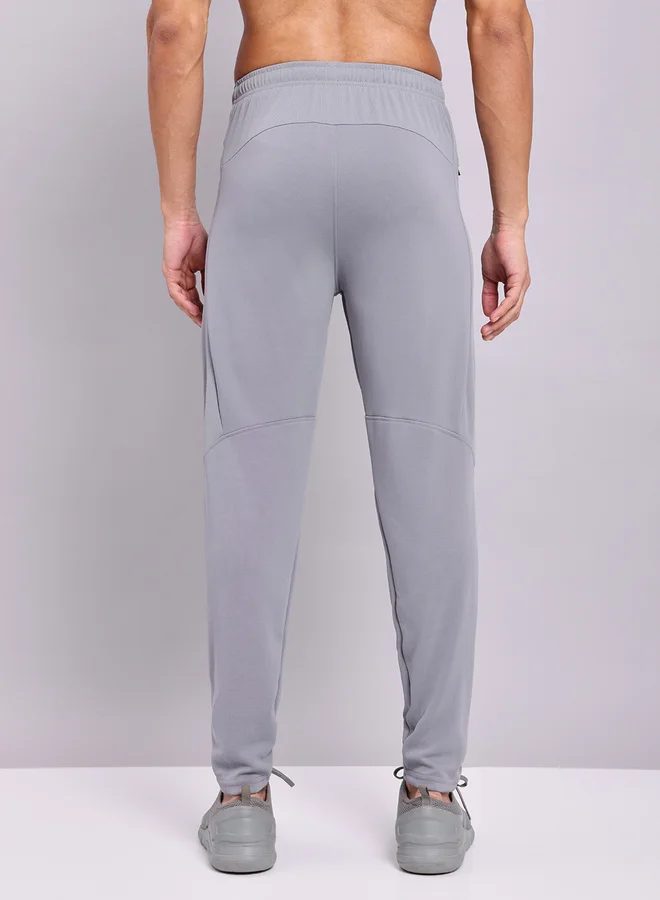 Technosport Men Grey Solid Elasticated Waistband Track Pants