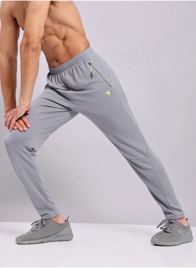 Technosport Men Grey Solid Elasticated Waistband Track Pants