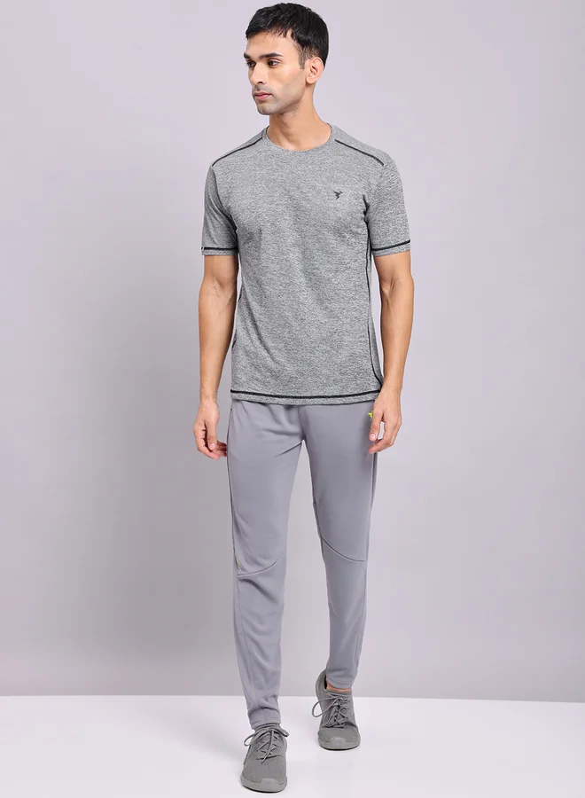 Technosport Men Grey Solid Elasticated Waistband Track Pants
