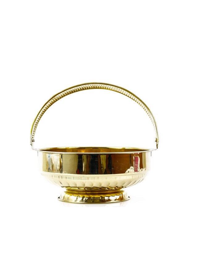 Spillbox Traditional Handcrafted Brass Flower Basket For Pooja/Worship -Brass Basket, Round - Image 2