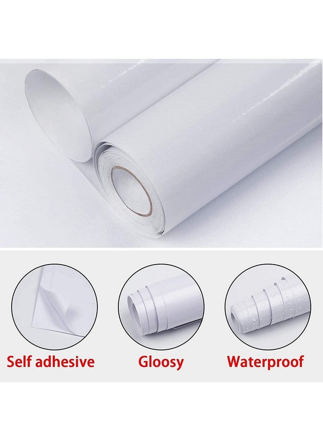 صن بيرد ورق اتصال أبيض مقاس 24 بوصة × 78 بوصة، ورق حائط أبيض لامع، ورق حائط أبيض قابل للتقشير والعصا، ورق حائط أبيض لامع لتزيين الفينيل لسطح خزانة الحائط باكسبلاش - Image 2