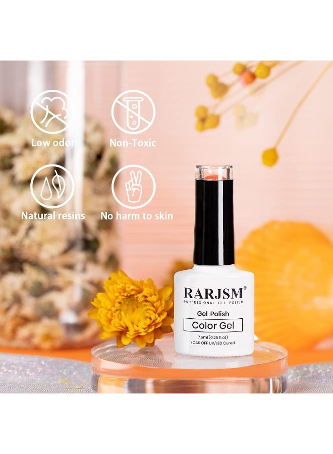 RARJSM Neon Gel Nail Polish Orange Glitter Reflective Orange Gel Polish 7.5ml 1pcs Flashlight Sparkly Shiny Disco Shimmer Nail Polish UV LED Curing Needed Soak Off Nail Art Home Diy Manicure - Image 3