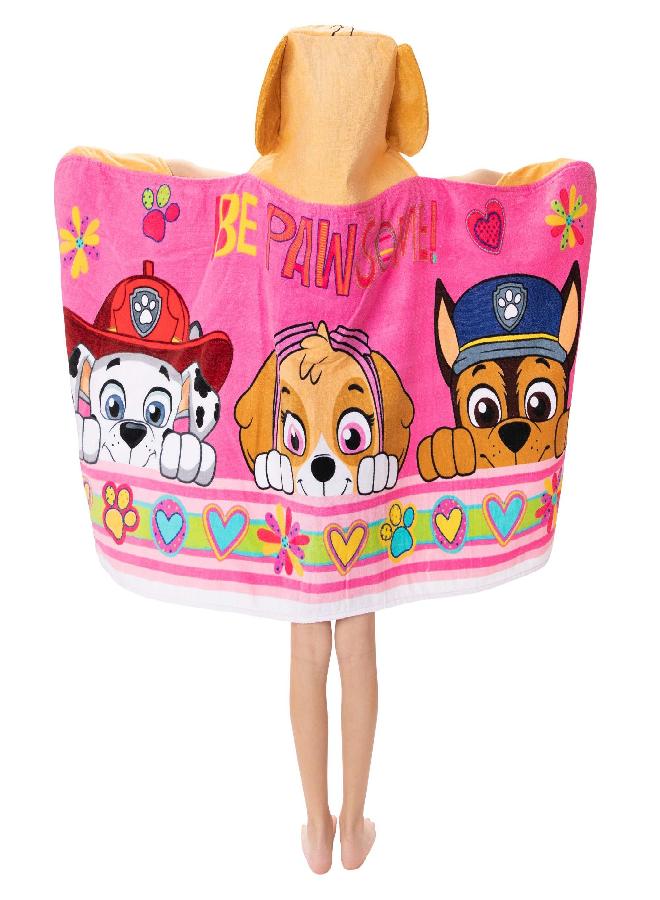 Franco Paw Patrol Pink Bath/Pool/Beach Soft Cotton Terry Hooded Towel Wrap, 24" x 50", Kids - Image 3
