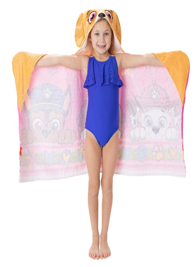 Franco Paw Patrol Pink Bath/Pool/Beach Soft Cotton Terry Hooded Towel Wrap, 24" x 50", Kids - Image 5