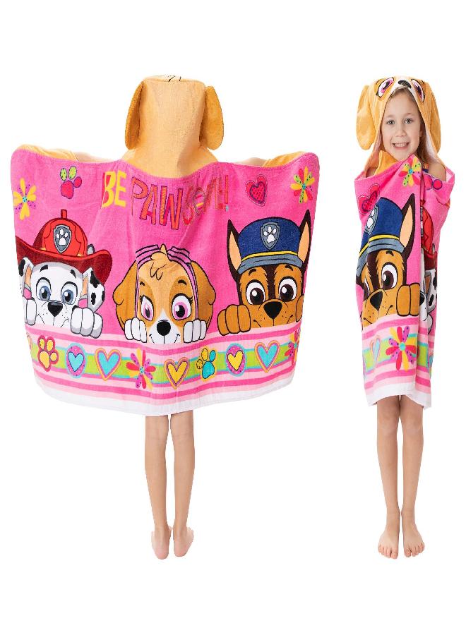 Franco Paw Patrol Pink Bath/Pool/Beach Soft Cotton Terry Hooded Towel Wrap, 24" x 50", Kids - Image 4