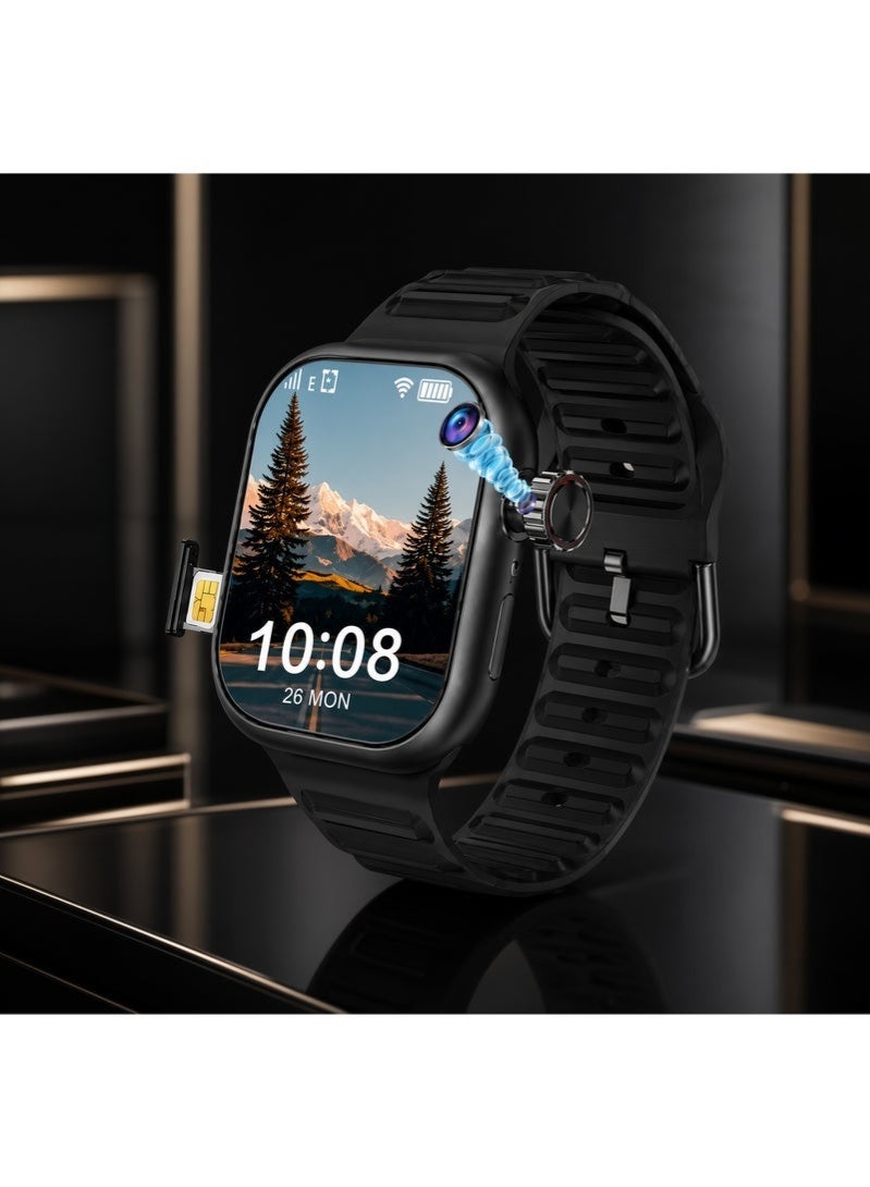 Smartbarry C95 5G Smart Watch with 2.2-inch HD Touchscreen, 360° Rotating Camera, SIM Card Support, Black - Image 2