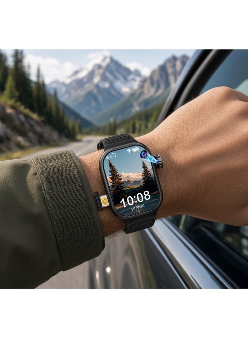 Smartbarry C95 5G Smart Watch with 2.2-inch HD Touchscreen, 360° Rotating Camera, SIM Card Support, Black - Image 4