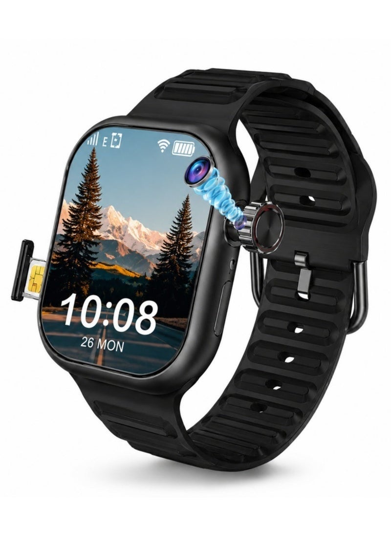 Smartbarry C95 5G Smart Watch with 2.2-inch HD Touchscreen, 360° Rotating Camera, SIM Card Support, Black - Image 1