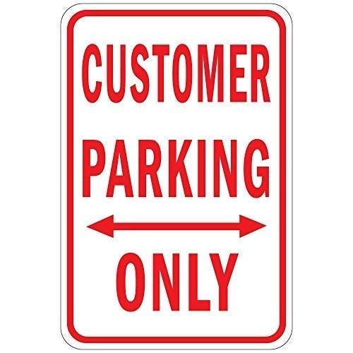 Mvgges Aluminum Sign  Customer Parking Only W Double Arrow  Retro Style  12 x 8  Tin Material