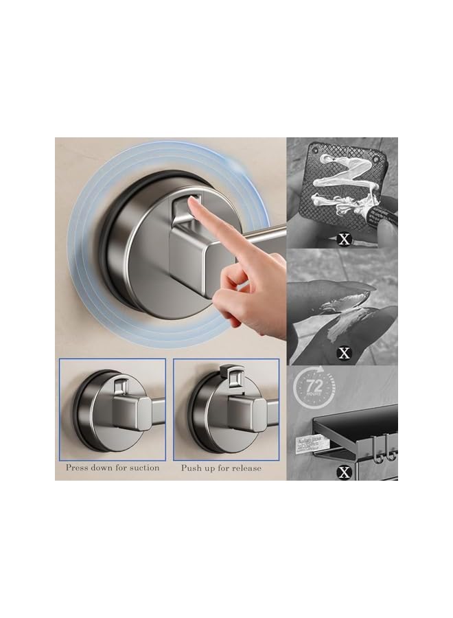S-TOP Strong Suction Towel Holder Rack for Bathroom & Kitchen - Wall Mounted Suction Cup Towel Rail with No Drilling, Reusable Waterproof Towel Bar Organizer, Easy Installation, Damage-Free - Image 2