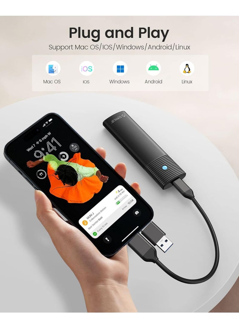 Orico ORICO Aluminum M.2 NVMe SSD Enclosure , Tool-Free 10Gbps USB C Adapter, USB 3.2 M.2 NVMe Reader, External SSD Case Thunderbolt 3 Compatible, Supports 4TB 2230/2242 /2260/2280 PCIe M-Key SSDs-PWM2-BK  - Image 2