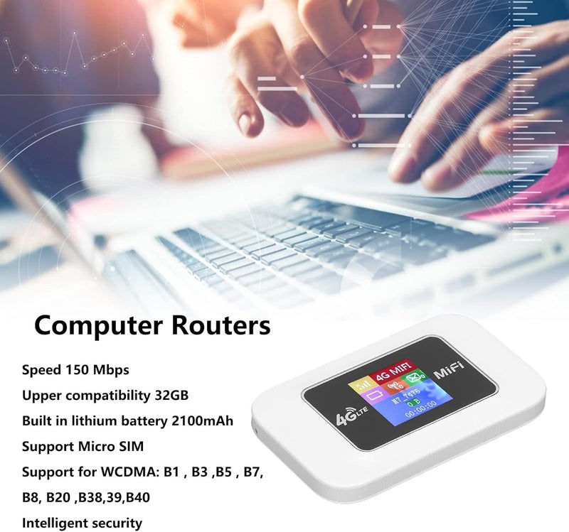 klarako 4G Mobile WiFi Hotspot, Unlocked Wireless Internet Router Devices with SIM Card Solt, 150Mbps Connect 10 WiFi Devices Gaming Travel Festival Music Portable Sim Card Router - Image 2