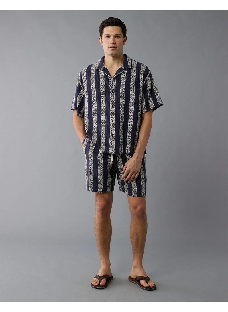 American Eagle AE Textured Striped Button-Up Poolside Shirt