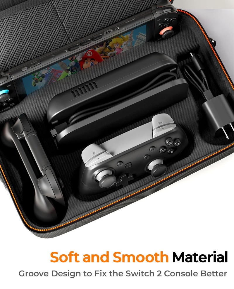COOWPS Switch 2 Carrying Case 2025, with 4Pcs Thumb Grips, 20 Game Card Slots, Portable Travel Hard Full Protection All In One Storage Case for Nintendo Switch 2 Console Accessories - Image 4