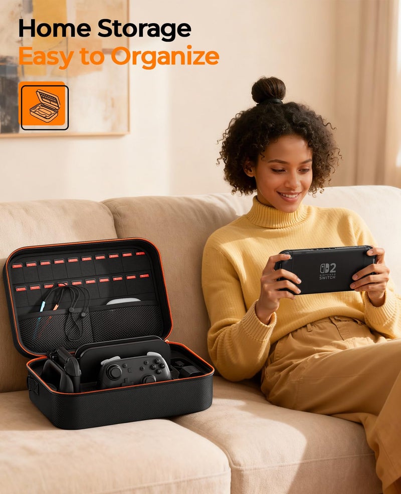 COOWPS Switch 2 Carrying Case 2025, with 4Pcs Thumb Grips, 20 Game Card Slots, Portable Travel Hard Full Protection All In One Storage Case for Nintendo Switch 2 Console Accessories - Image 5
