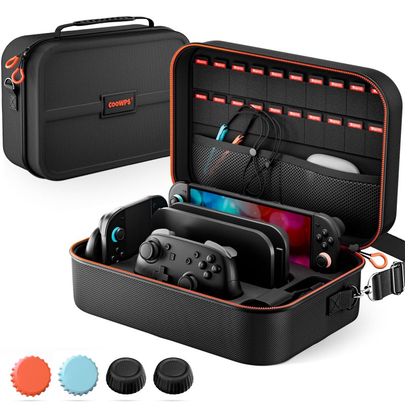 COOWPS Switch 2 Carrying Case 2025, with 4Pcs Thumb Grips, 20 Game Card Slots, Portable Travel Hard Full Protection All In One Storage Case for Nintendo Switch 2 Console Accessories - Image 1