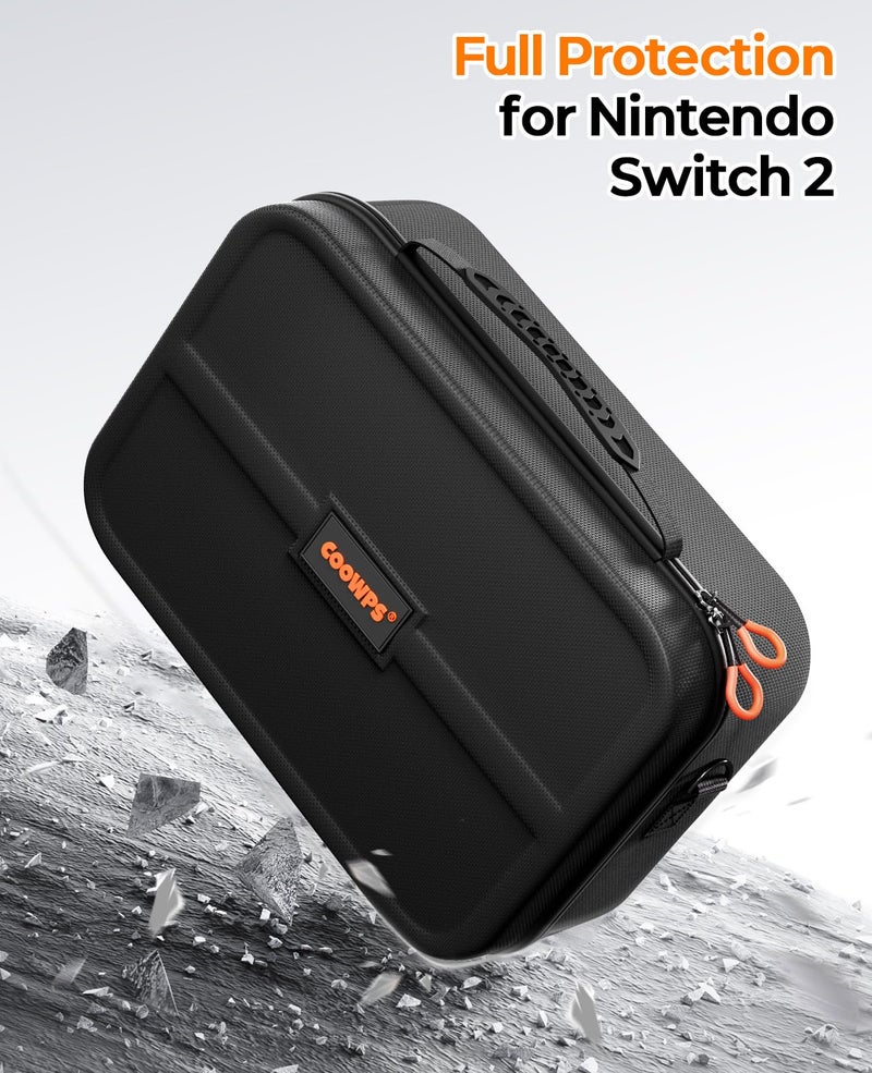 COOWPS Switch 2 Carrying Case 2025, with 4Pcs Thumb Grips, 20 Game Card Slots, Portable Travel Hard Full Protection All In One Storage Case for Nintendo Switch 2 Console Accessories - Image 3