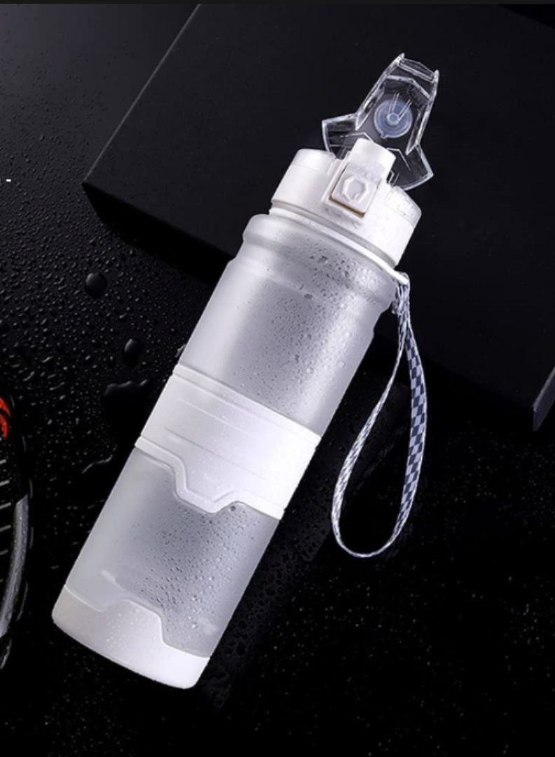 TYCOM Water Bottle 1L Leak-Proof Drink Bottle BPA Free Material Gym Bottle with Protein Shaker Flip Top Lid & Removable Strainer for Fitness Cycling Gym Camping Outdoor Sports-White - Image 4