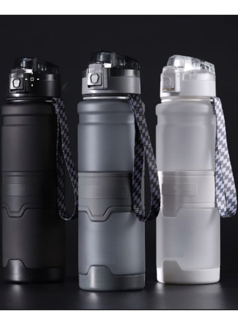 TYCOM Water Bottle 1L Leak-Proof Drink Bottle BPA Free Material Gym Bottle with Protein Shaker Flip Top Lid & Removable Strainer for Fitness Cycling Gym Camping Outdoor Sports-White - Image 5
