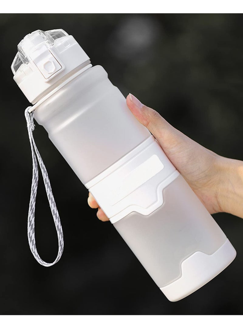 TYCOM Water Bottle 1L Leak-Proof Drink Bottle BPA Free Material Gym Bottle with Protein Shaker Flip Top Lid & Removable Strainer for Fitness Cycling Gym Camping Outdoor Sports-White - Image 1