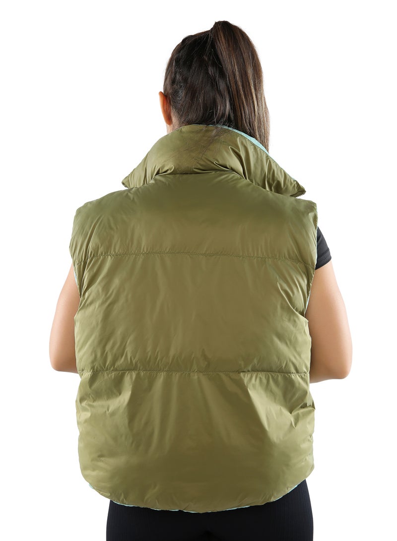 London Rag Olive green/sage green reversible vest down jacket - Image 5