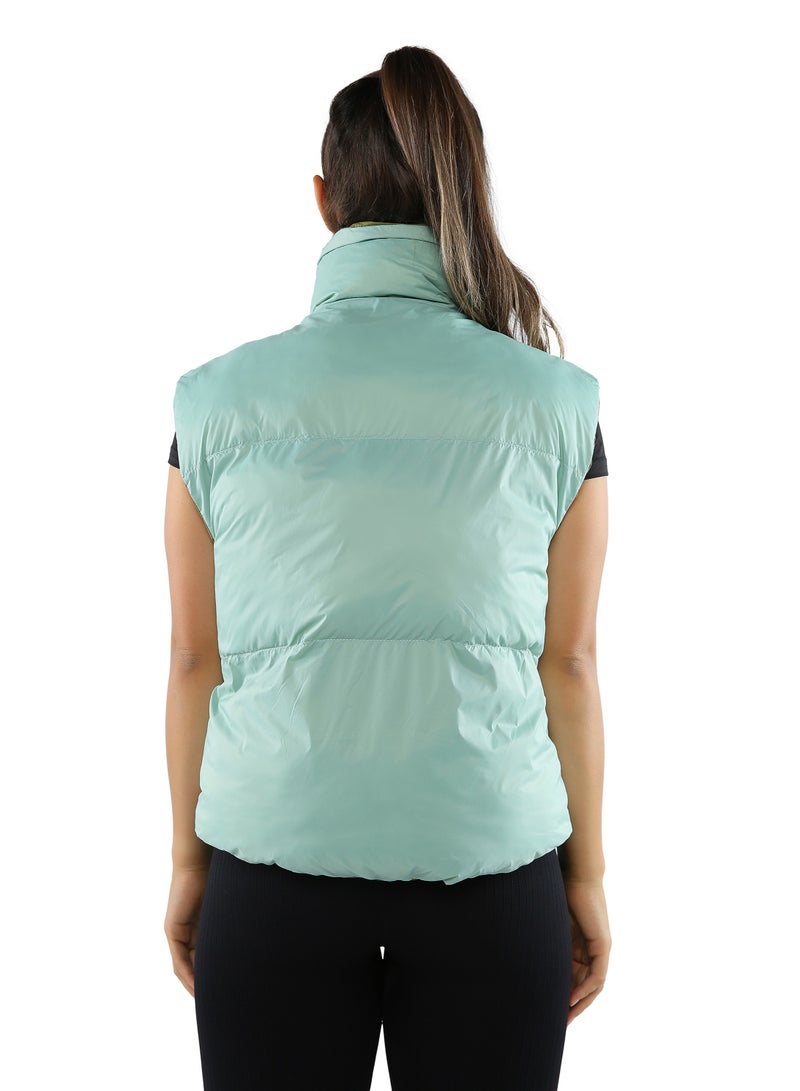 London Rag Olive green/sage green reversible vest down jacket - Image 2