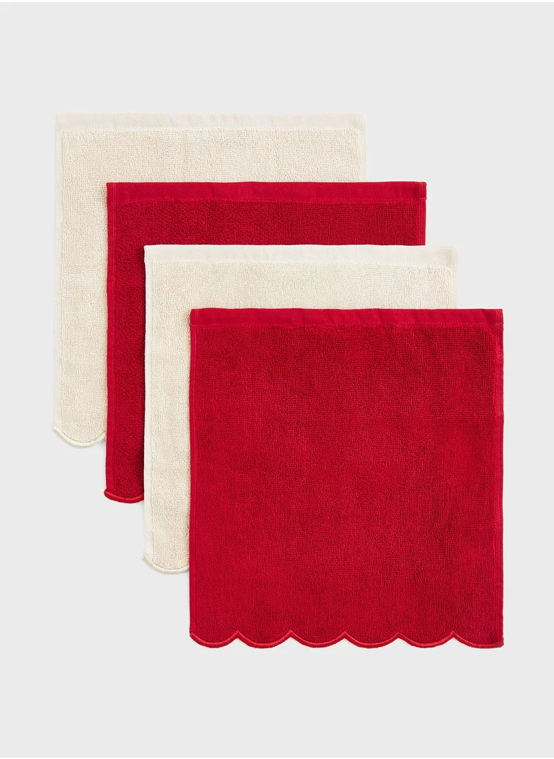 H&M 4-Pack Scalloped-Edge Flannels