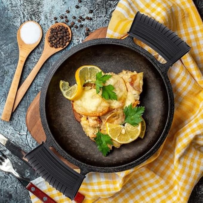 ريحني أغطية عزل لمقابض الأواني من قطعتين وأغطية عزل لمقابض الأواني من قطعتين وأغطية حماية لمقابض السيليكون وأغطية مقابض السيليكون المضادة للحروق وملحقات أدوات الطبخ في المطبخ - Image 5