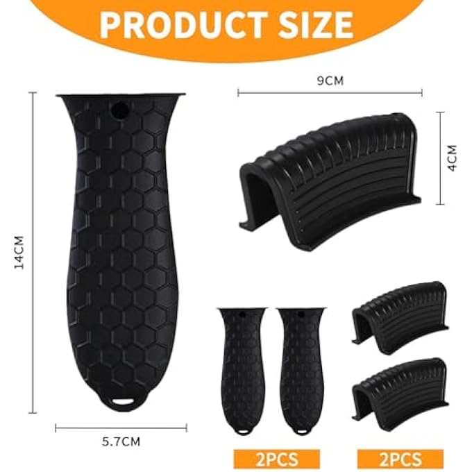 ريحني أغطية عزل لمقابض الأواني من قطعتين وأغطية عزل لمقابض الأواني من قطعتين وأغطية حماية لمقابض السيليكون وأغطية مقابض السيليكون المضادة للحروق وملحقات أدوات الطبخ في المطبخ - Image 2