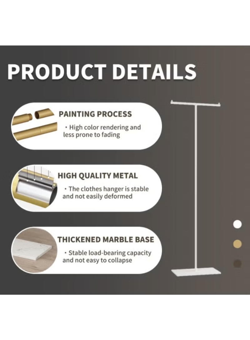 هيكسدريم شماعة معاطف محمولة على شكل حرف T، مثبتة على الأرض - منظم ملابس معدني متين قائم بذاته مع خطافات متعددة، بتصميم عصري بسيط (أبيض) 40*25*170 سم - Image 4