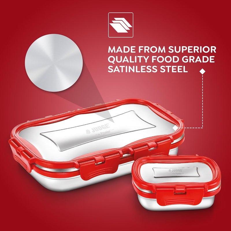 Judge by Prestige Non-Insulated Classic Jumbo Lunch Box, Set of 2 Containers (800ml + 150ml) - Image 3