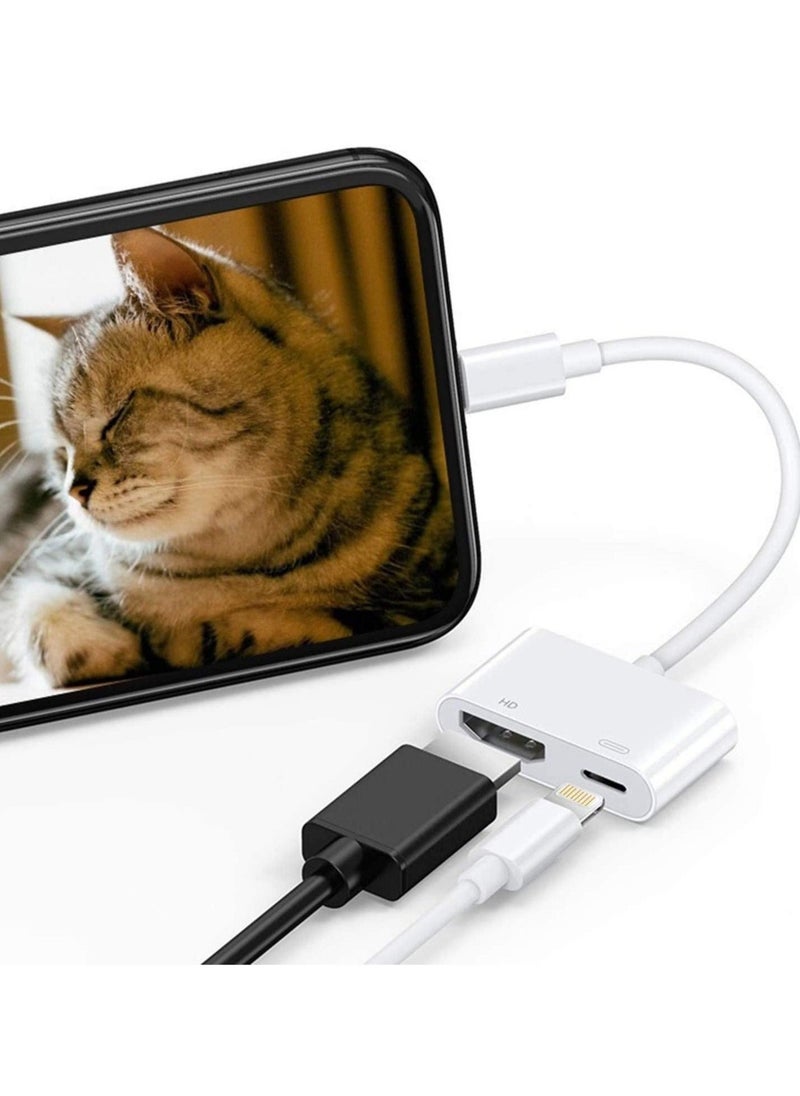 Generic - Lightning to HDMI Adapter,1080P Digital Sync Screen Converter AV Adapter with Charging Port Compatible with iPhone 12/11/XS/XR/X/8 iPad on HDTV/Monitor/Projector Support All iOS - Image 1