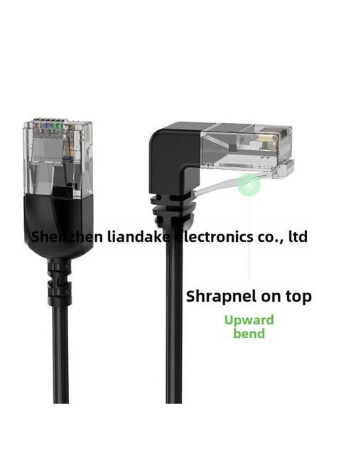 RJ45 Network Cable Class 6 Gigabit High-speed Network Cable Ultra-fine Elbow Computer Connection Router Switch-Color:Bend Straight Up-Line Length:2 M