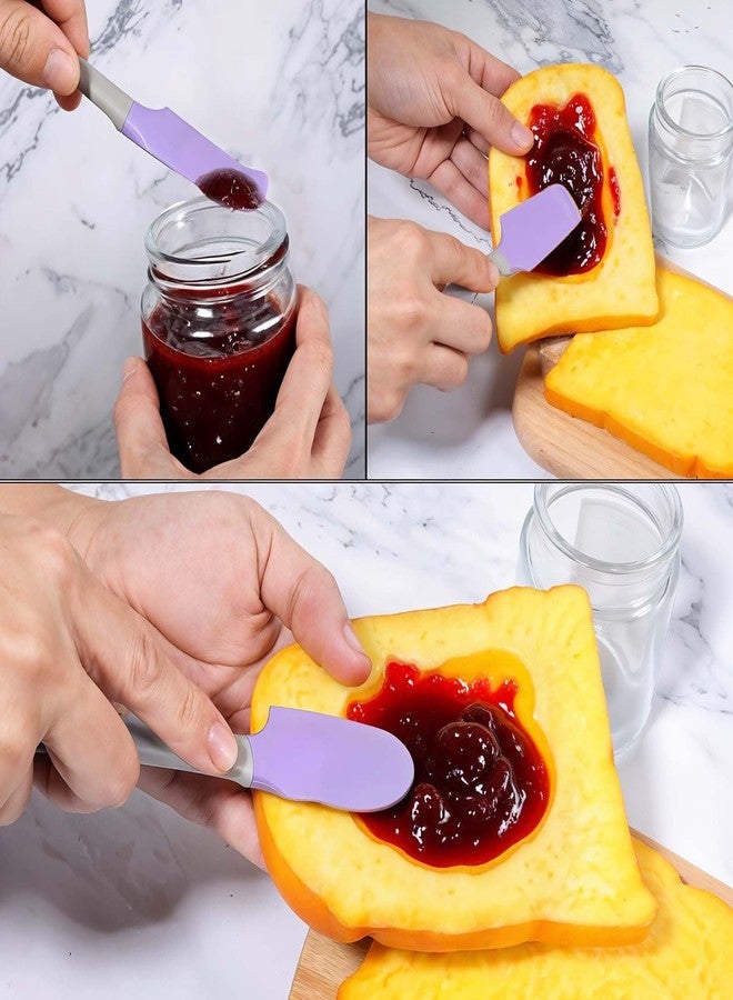 Sibba Silicone Mini Spatula, 6Pcs Curved Small Rubber Spatula for Jar, Can, Bowl, Heat Resistant Non Stick Flexible food Scraper, Multipurpose Kitchen Tool for Cooking Baking Frosting or Mixing, 7in - Image 5